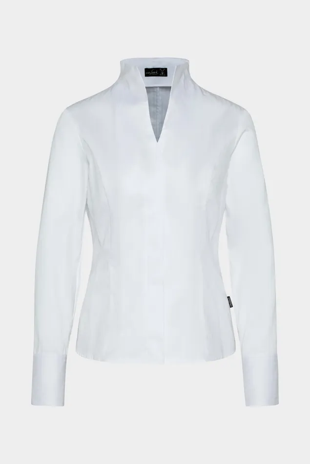 Van Laack Business Blouses Women Chalice Collar Blouse With Jacquard Stripes White Van Laack Business Blouses Women Chalice Collar Blouse With Jacquard Stripes White