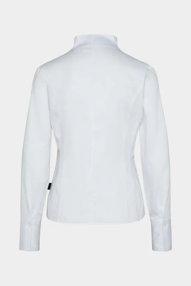 Van Laack Business Blouses Women Chalice Collar Blouse With Jacquard Stripes White Van Laack Business Blouses Women Chalice Collar Blouse With Jacquard Stripes White