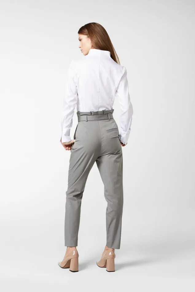 Van Laack Business Blouses Women Chalice Collar Blouse With Jacquard Stripes White Van Laack Business Blouses Women Chalice Collar Blouse With Jacquard Stripes White