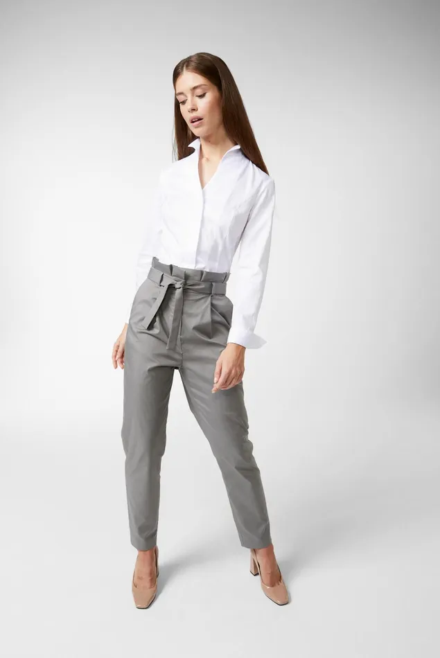 Van Laack Business Blouses Women Chalice Collar Blouse With Jacquard Stripes White Van Laack Business Blouses Women Chalice Collar Blouse With Jacquard Stripes White
