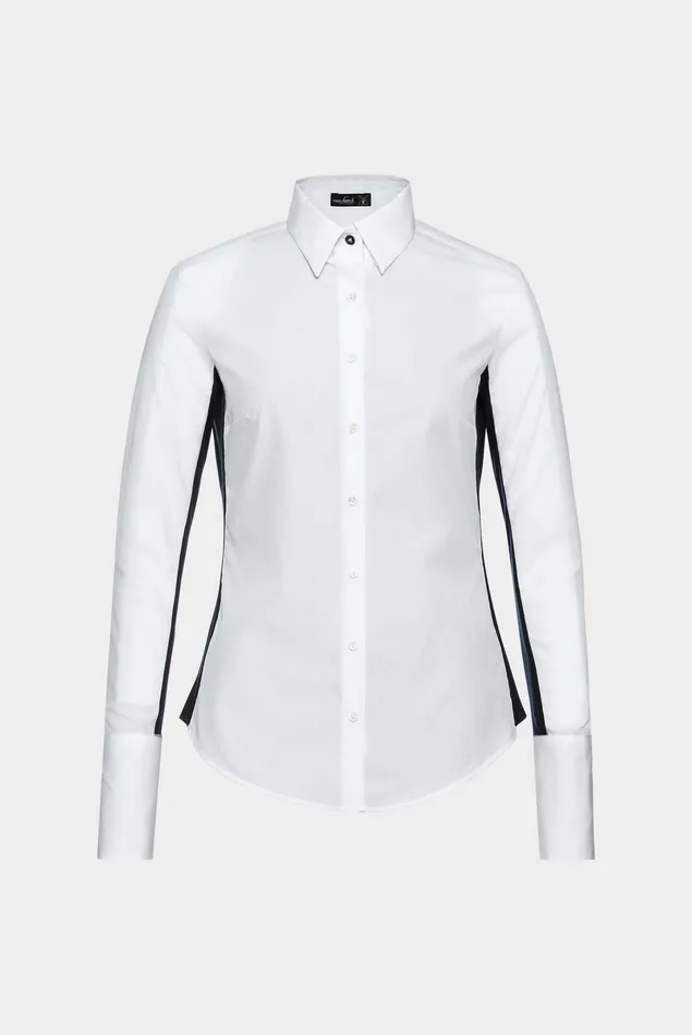Van Laack Business Blouses Women Monica 8211 Poplin Hybridshirt With Jersey Contrast