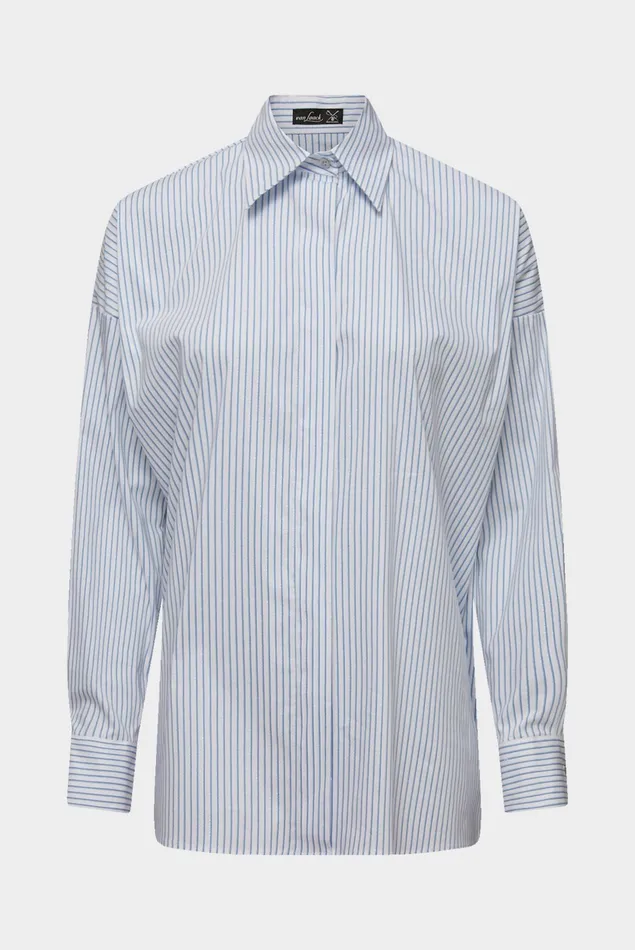 Van Laack Business Blouses Women Shirt Blouse With Stretch And Dropped Shoulders Blue Striped Van Laack Business Blouses Women Shirt Blouse With Stretch And Dropped Shoulders Blue Striped