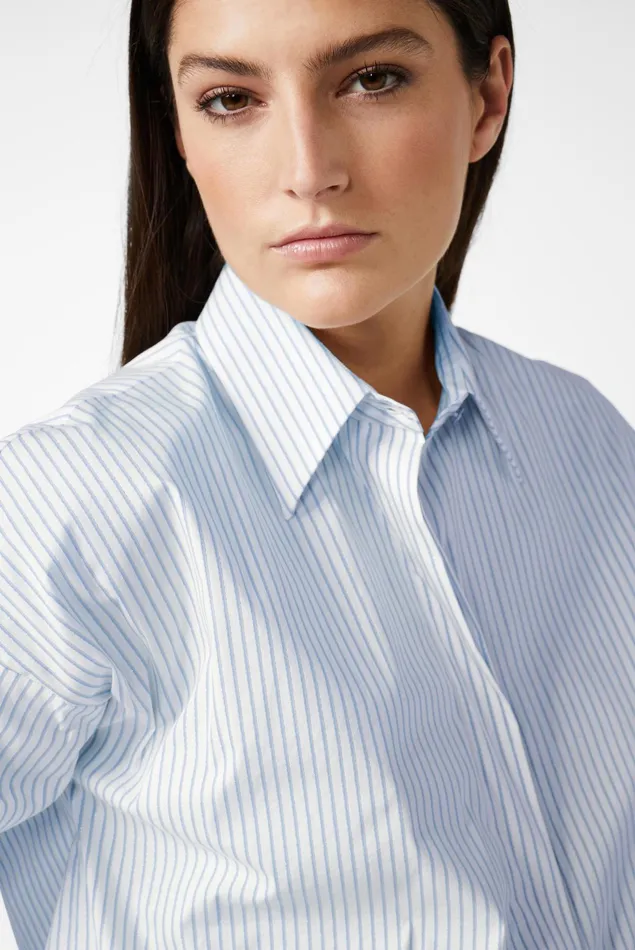 Van Laack Business Blouses Women Shirt Blouse With Stretch And Dropped Shoulders Blue Striped Van Laack Business Blouses Women Shirt Blouse With Stretch And Dropped Shoulders Blue Striped