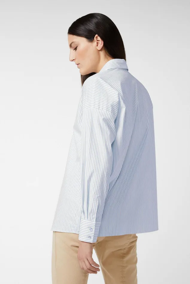 Van Laack Business Blouses Women Shirt Blouse With Stretch And Dropped Shoulders Blue Striped Van Laack Business Blouses Women Shirt Blouse With Stretch And Dropped Shoulders Blue Striped