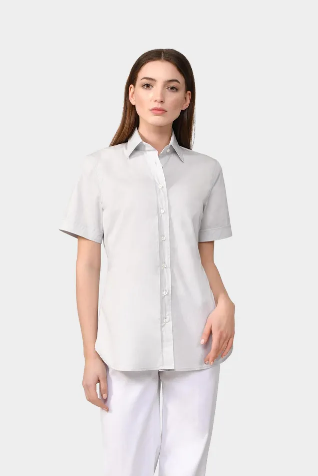 Van Laack Business Blouses Women Shirt In Stretch Cotton With Smooth Paper Touch Effect Gray