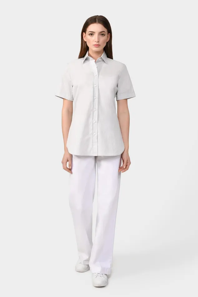 Van Laack Business Blouses Women Shirt In Stretch Cotton With Smooth Paper Touch Effect Gray Van Laack Business Blouses Women Shirt In Stretch Cotton With Smooth Paper Touch Effect Gray