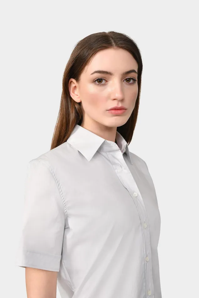 Van Laack Business Blouses Women Shirt In Stretch Cotton With Smooth Paper Touch Effect Gray Van Laack Business Blouses Women Shirt In Stretch Cotton With Smooth Paper Touch Effect Gray