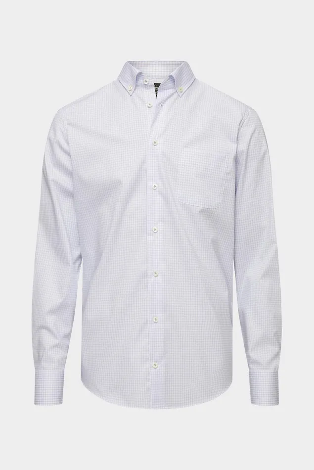Van Laack Business Shirts Men Checked Cotton Shirt With Natural Stretch Blue Van Laack Business Shirts Men Checked Cotton Shirt With Natural Stretch Blue