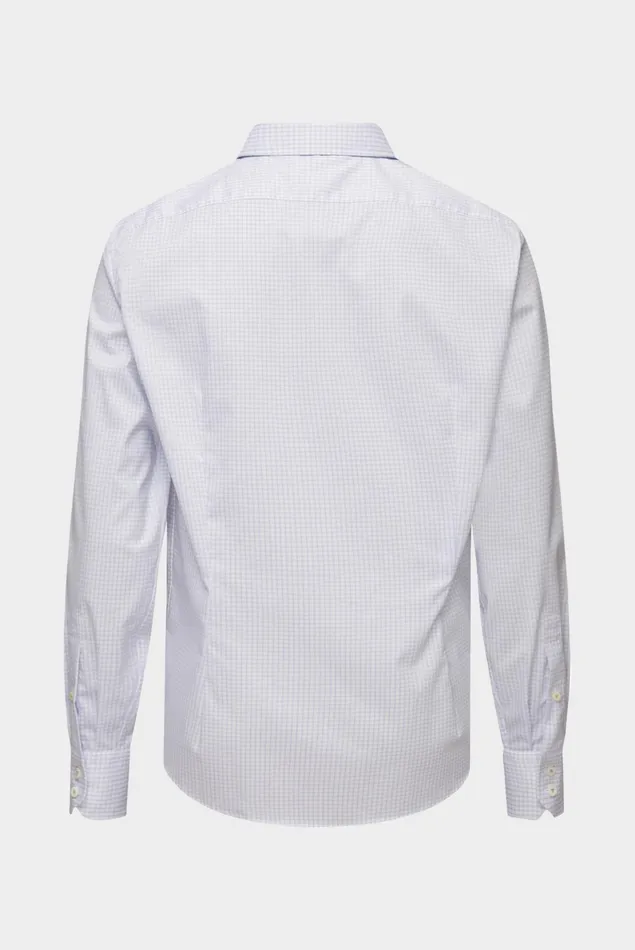 Van Laack Business Shirts Men Checked Cotton Shirt With Natural Stretch Blue Van Laack Business Shirts Men Checked Cotton Shirt With Natural Stretch Blue