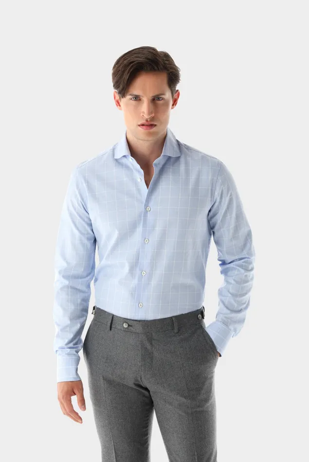 Van Laack Business Shirts Men Checked Twill Shirt Tailor Fit