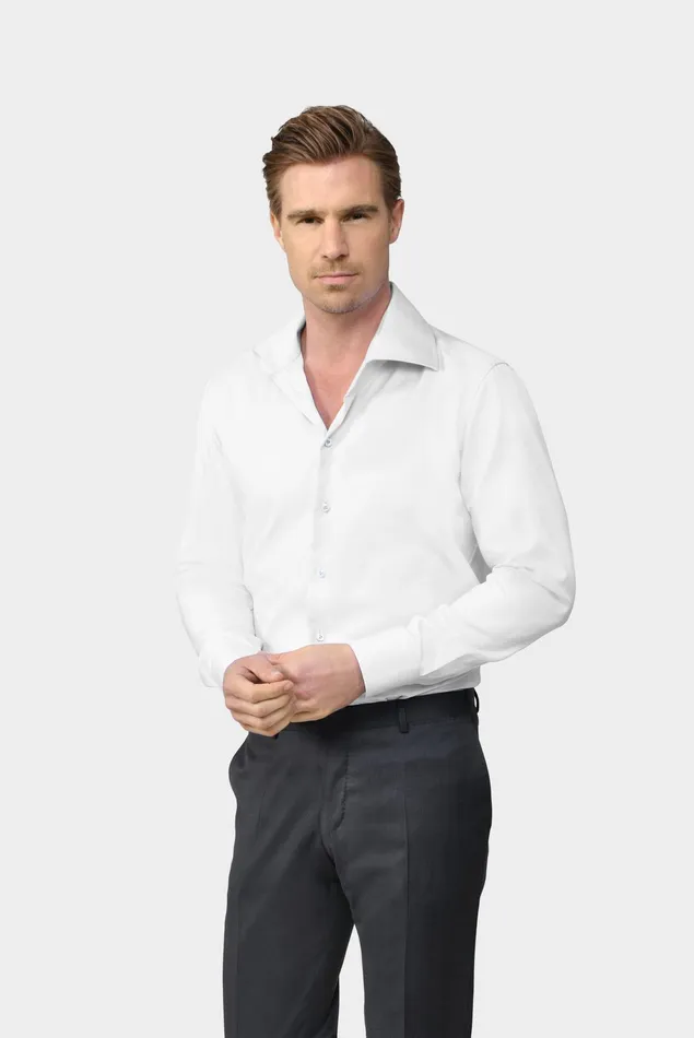 Van Laack Business Shirts Men Herringbone Twill Shirt Tailor Fit White