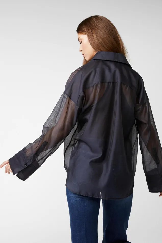 Van Laack Casual Blouses Women Oversize Shirt Blouse With Large Cuffs Navy Van Laack Casual Blouses Women Oversize Shirt Blouse With Large Cuffs Navy