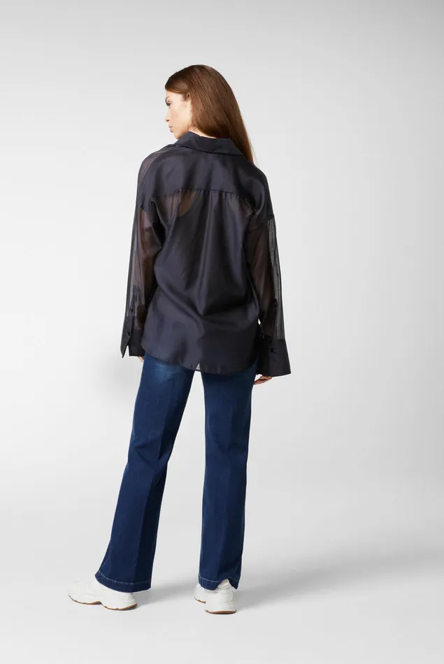 Van Laack Casual Blouses Women Oversize Shirt Blouse With Large Cuffs Navy Van Laack Casual Blouses Women Oversize Shirt Blouse With Large Cuffs Navy