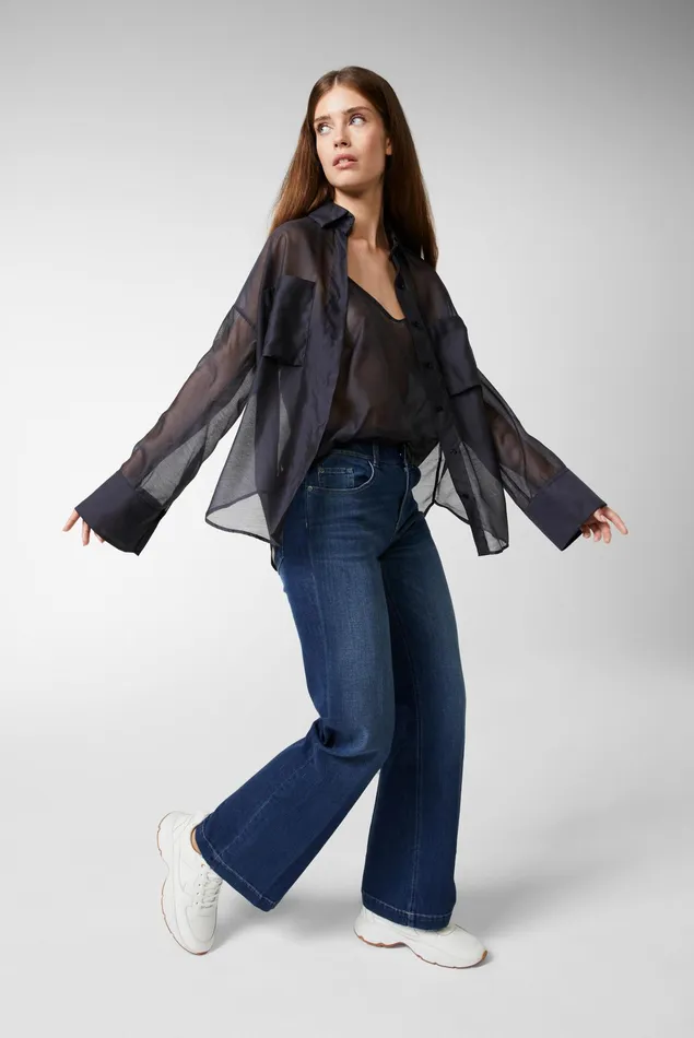 Van Laack Casual Blouses Women Oversize Shirt Blouse With Large Cuffs Navy Van Laack Casual Blouses Women Oversize Shirt Blouse With Large Cuffs Navy