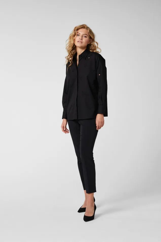 Van Laack Casual Blouses Women Shirt Blouse With Star Embroidery Black Van Laack Casual Blouses Women Shirt Blouse With Star Embroidery Black