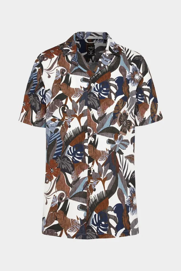 Van Laack Casual Shirts Men Printed Bowling Shirt Blue