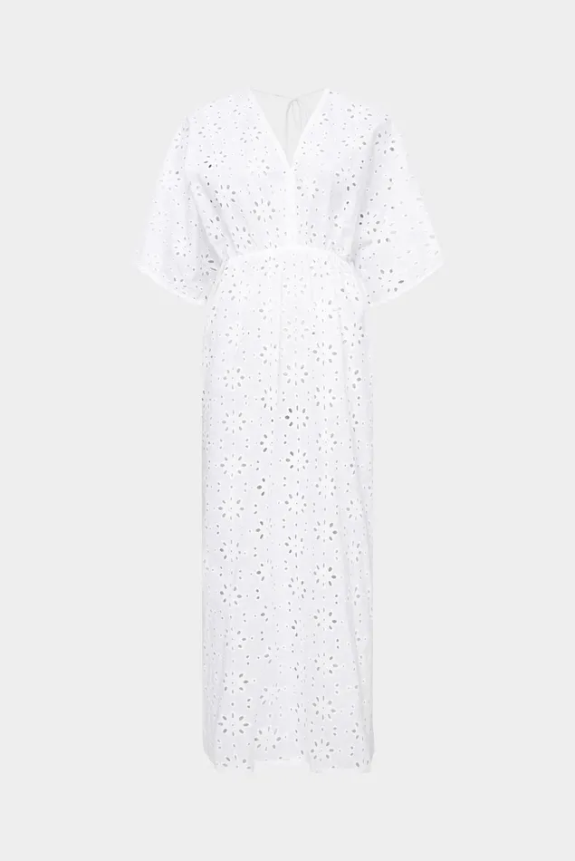 Van Laack Dresses and Skirts Women Fitted Maxi Dress Made Of Shirred Cotton With Broderie Anglaise White Van Laack Dresses and Skirts Women Fitted Maxi Dress Made Of Shirred Cotton With Broderie Anglaise White