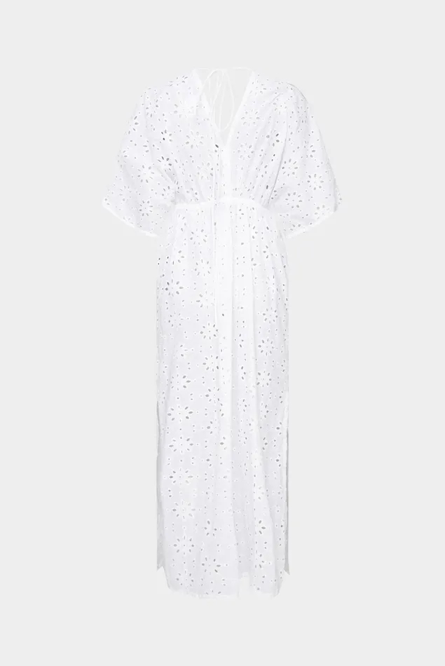 Van Laack Dresses and Skirts Women Fitted Maxi Dress Made Of Shirred Cotton With Broderie Anglaise White Van Laack Dresses and Skirts Women Fitted Maxi Dress Made Of Shirred Cotton With Broderie Anglaise White