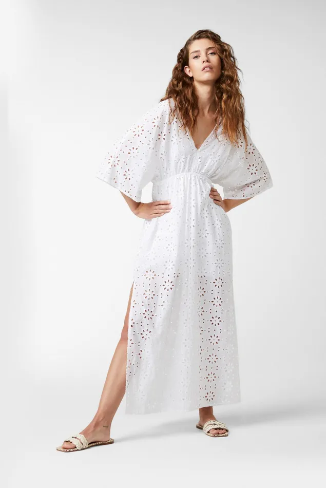 Van Laack Dresses and Skirts Women Fitted Maxi Dress Made Of Shirred Cotton With Broderie Anglaise White Van Laack Dresses and Skirts Women Fitted Maxi Dress Made Of Shirred Cotton With Broderie Anglaise White