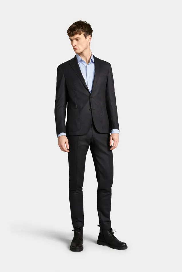 Van Laack Jeans and Pants Men Wool Slim Fit Trousers Grey