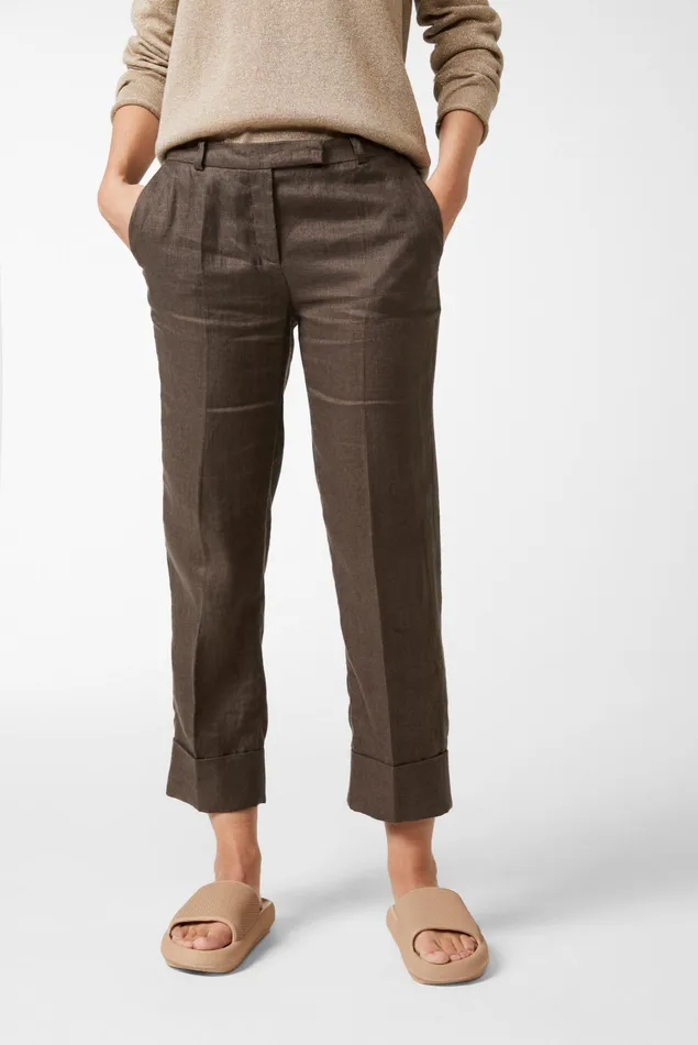 Van Laack Jeans and Pants Women Cropped Pants With Turnups And Pleats In Linen