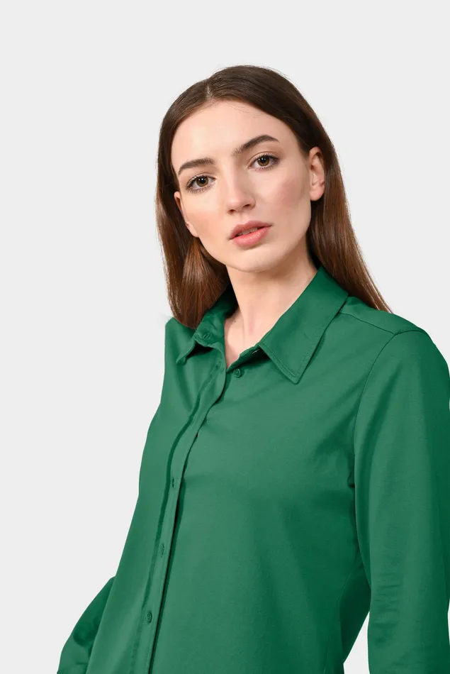 Van Laack Jersey Blouses Women Longsleeved Shirt In Cotton Jersey Green Van Laack Jersey Blouses Women Longsleeved Shirt In Cotton Jersey Green