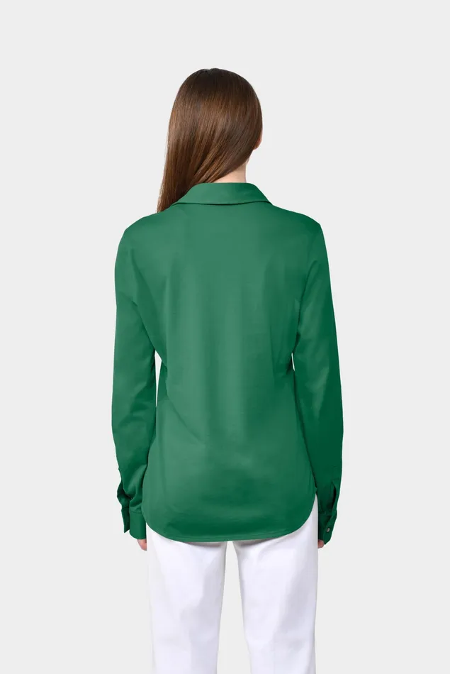 Van Laack Jersey Blouses Women Longsleeved Shirt In Cotton Jersey Green Van Laack Jersey Blouses Women Longsleeved Shirt In Cotton Jersey Green