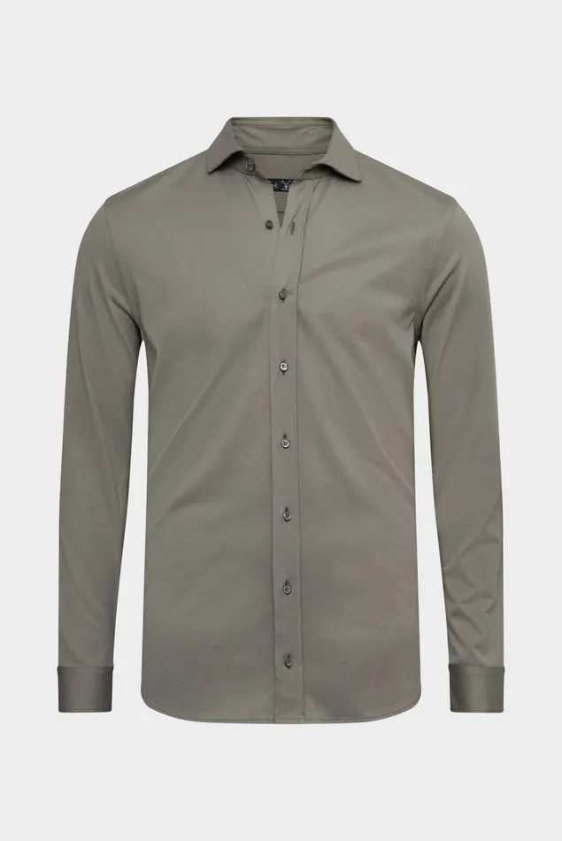 Van Laack Jersey Shirts Men Jersey Shirt Urban Look Slim Fit Grey
