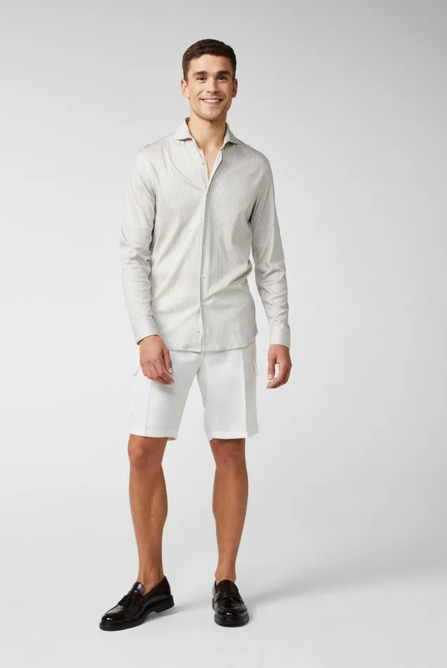 Van Laack Jersey Shirts Men Jersey Shirt With A Striped Print Made From Swiss Cotton Beige Van Laack Jersey Shirts Men Jersey Shirt With A Striped Print Made From Swiss Cotton Beige