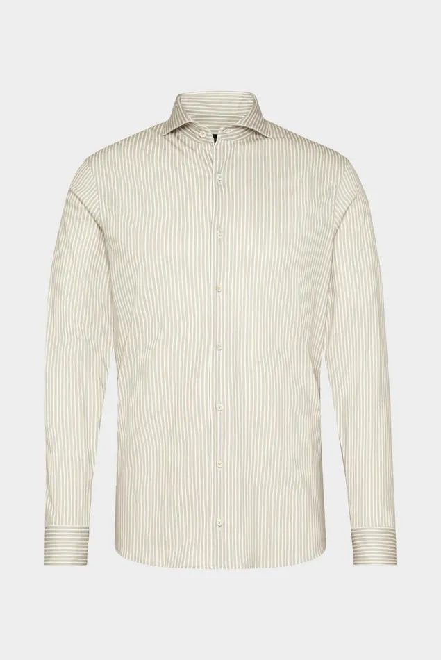 Van Laack Jersey Shirts Men Jersey Shirt With A Striped Print Made From Swiss Cotton Beige Van Laack Jersey Shirts Men Jersey Shirt With A Striped Print Made From Swiss Cotton Beige