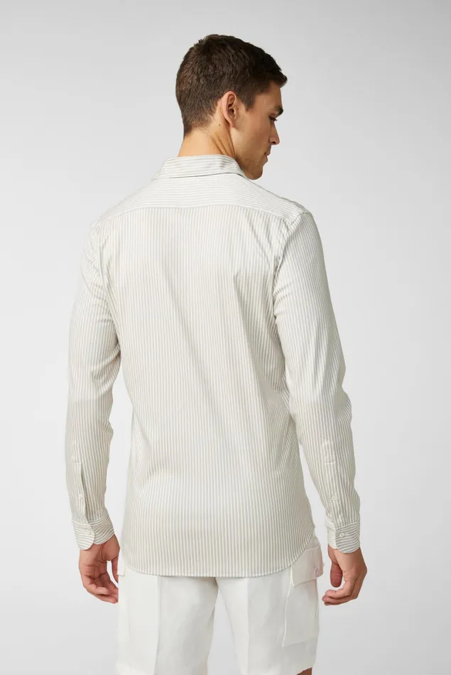 Van Laack Jersey Shirts Men Jersey Shirt With A Striped Print Made From Swiss Cotton Beige Van Laack Jersey Shirts Men Jersey Shirt With A Striped Print Made From Swiss Cotton Beige