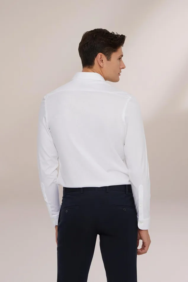 Van Laack Jersey Shirts Men Swiss Cotton Jersey Shirt Slim Fit White Van Laack Jersey Shirts Men Swiss Cotton Jersey Shirt Slim Fit White