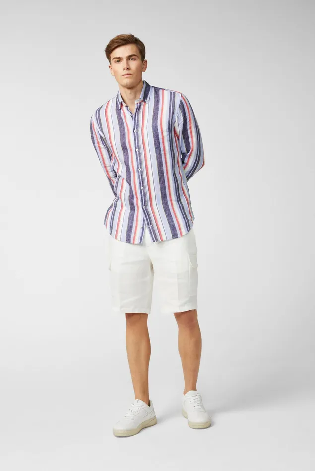 Van Laack Linen Shirts Men Linen Buttondown Hem With Stripe Printblaue Green Van Laack Linen Shirts Men Linen Buttondown Hem With Stripe Printblaue Green