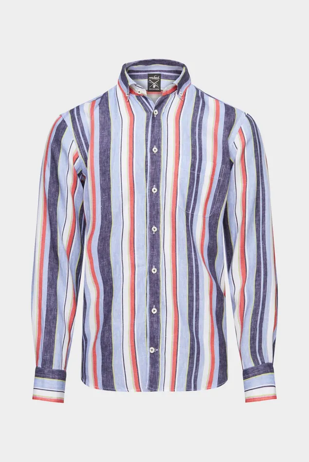Van Laack Linen Shirts Men Linen Buttondown Hem With Stripe Printblaue Green Van Laack Linen Shirts Men Linen Buttondown Hem With Stripe Printblaue Green