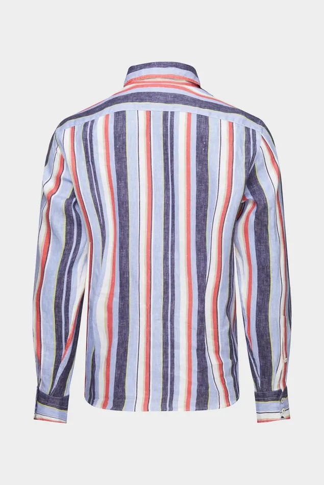 Van Laack Linen Shirts Men Linen Buttondown Hem With Stripe Printblaue Green Van Laack Linen Shirts Men Linen Buttondown Hem With Stripe Printblaue Green