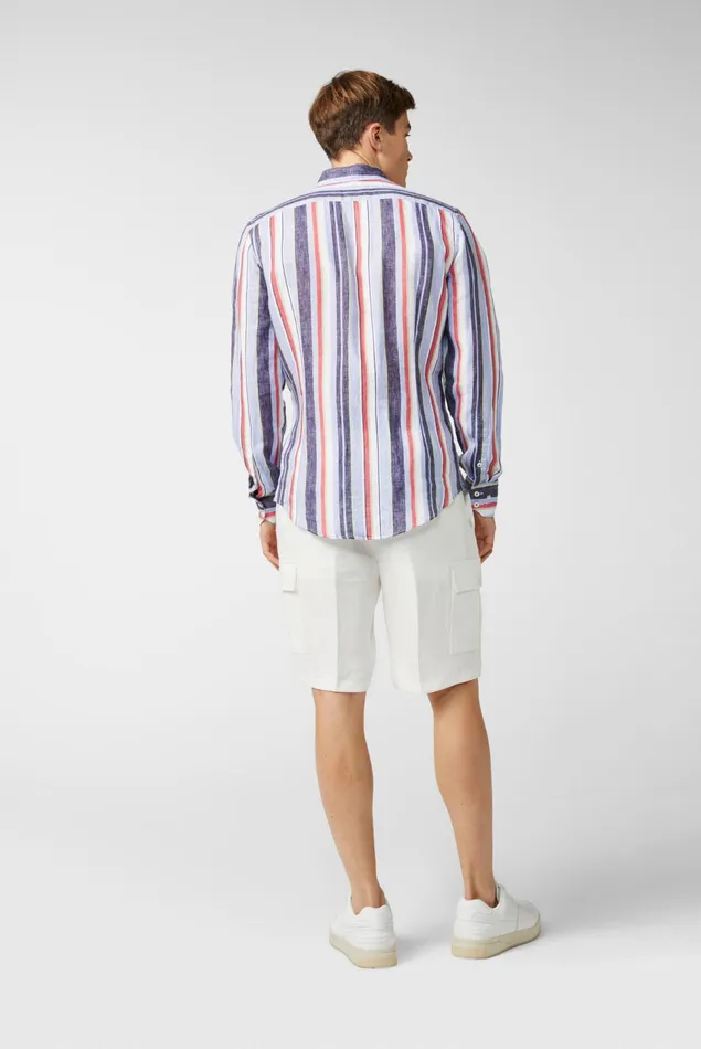 Van Laack Linen Shirts Men Linen Buttondown Hem With Stripe Printblaue Green Van Laack Linen Shirts Men Linen Buttondown Hem With Stripe Printblaue Green