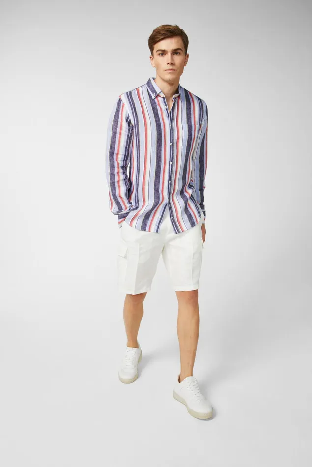 Van Laack Linen Shirts Men Linen Buttondown Hem With Stripe Printblaue Green Van Laack Linen Shirts Men Linen Buttondown Hem With Stripe Printblaue Green
