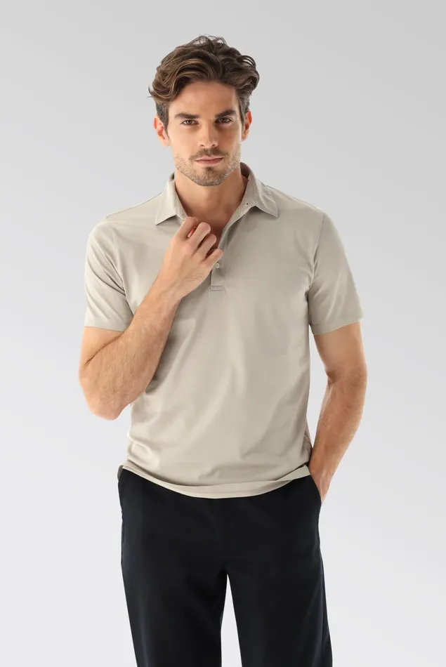 Van Laack Poloshirts Men Jersey Polo Shirt Urban Look Beige