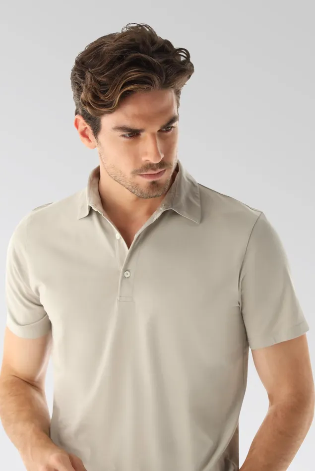 Van Laack Poloshirts Men Jersey Polo Shirt Urban Look Beige Van Laack Poloshirts Men Jersey Polo Shirt Urban Look Beige