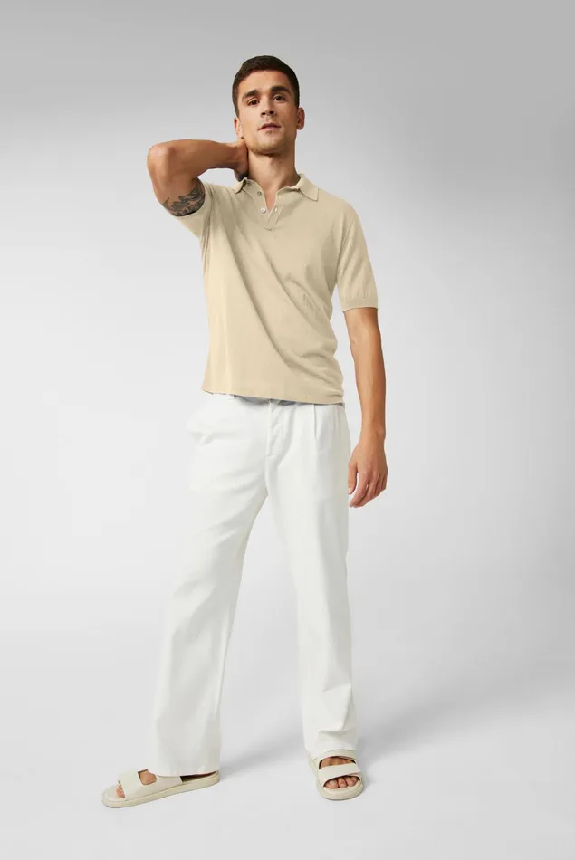 Van Laack Poloshirts Men Knitted Air Cotton PoloShirt Beige Van Laack Poloshirts Men Knitted Air Cotton PoloShirt Beige