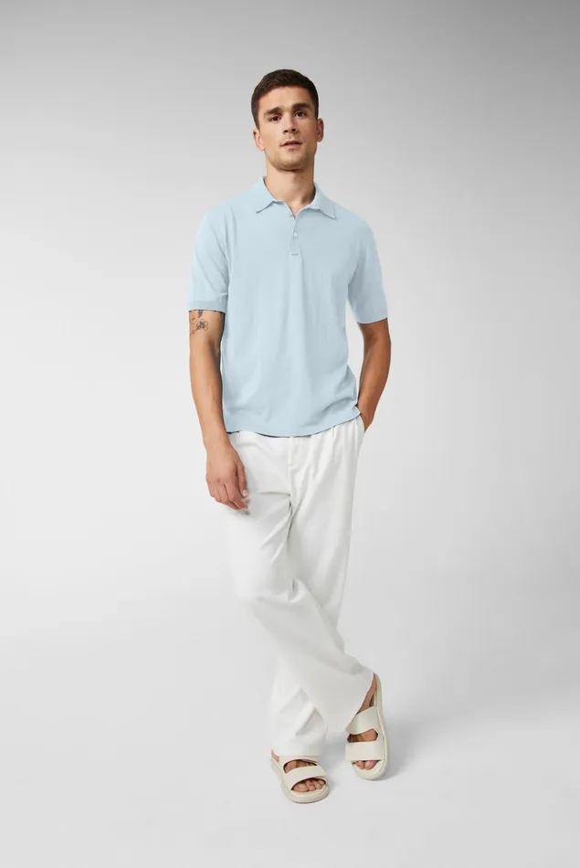 Van Laack Poloshirts Men Knitted Air Cotton PoloShirt Blue Van Laack Poloshirts Men Knitted Air Cotton PoloShirt Blue