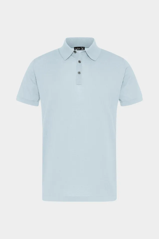 Van Laack Poloshirts Men Knitted Air Cotton PoloShirt Blue Van Laack Poloshirts Men Knitted Air Cotton PoloShirt Blue