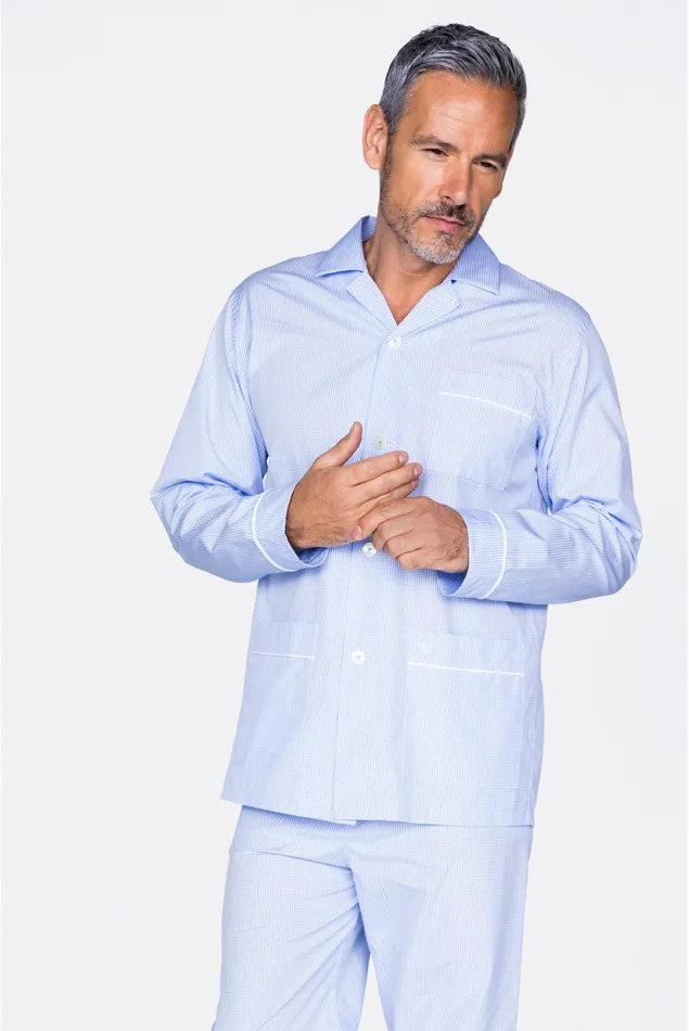 Van Laack Pyjamas Men Small Gingham Checked Poplin Pyjamas