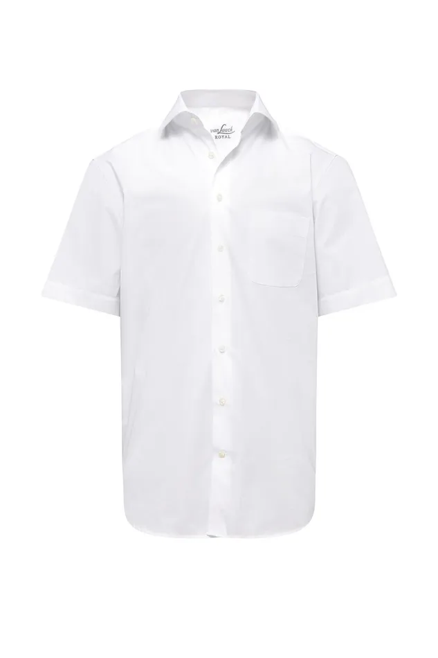 Van Laack Short Sleeve Shirts Men Short Sleeved Twill Shirt Comfort Fit White