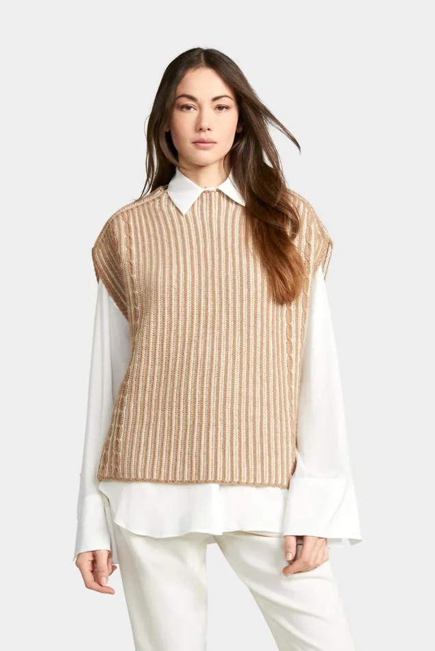 Van Laack Sweaters and Cardigans Women Plated CashmereMix Slipover Beige