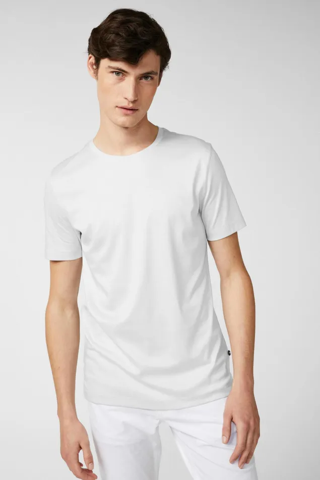 Van Laack TShirts Men Swiss Cotton Jersey Crew Neck TShirt White