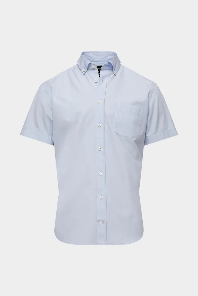 Van Laack TailorFit Shirts Men Shortsleeved Shirt In Cotton Poplin Blue