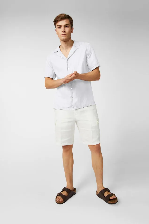 Van Laack TailorFit Shirts Men Super Soft Linen Bowlingshirt White