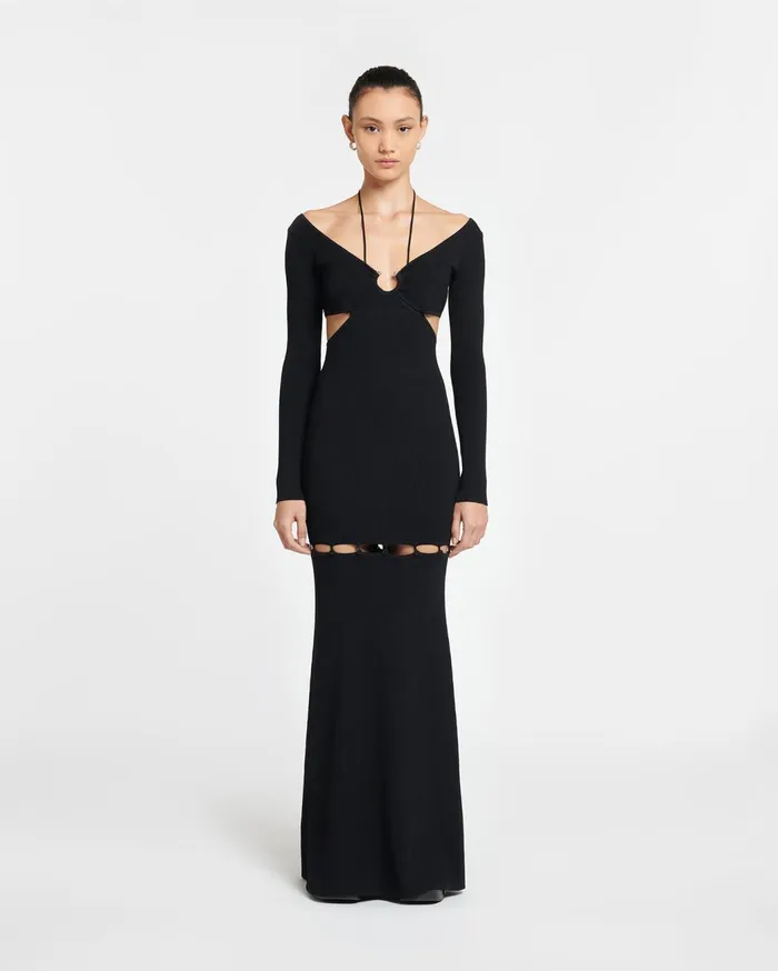 Varda RibbedKnit Maxi Dress Black Women Nanushka Knitwear