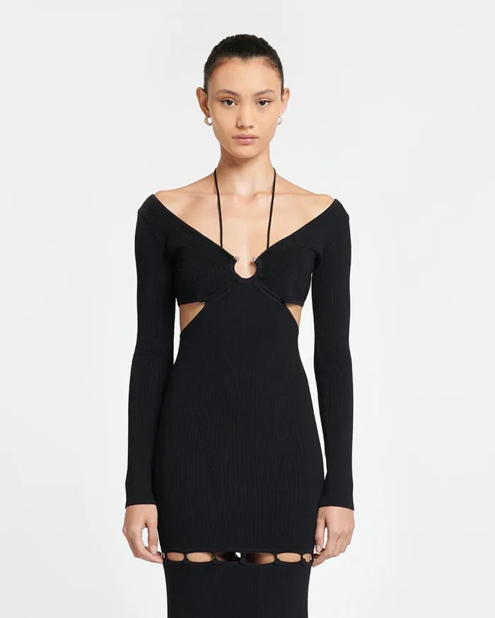 Varda RibbedKnit Maxi Dress Black Women Nanushka Knitwear